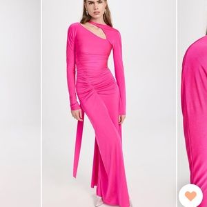 Victoria Beckham Asymmetric Ruched Floor Length Dress